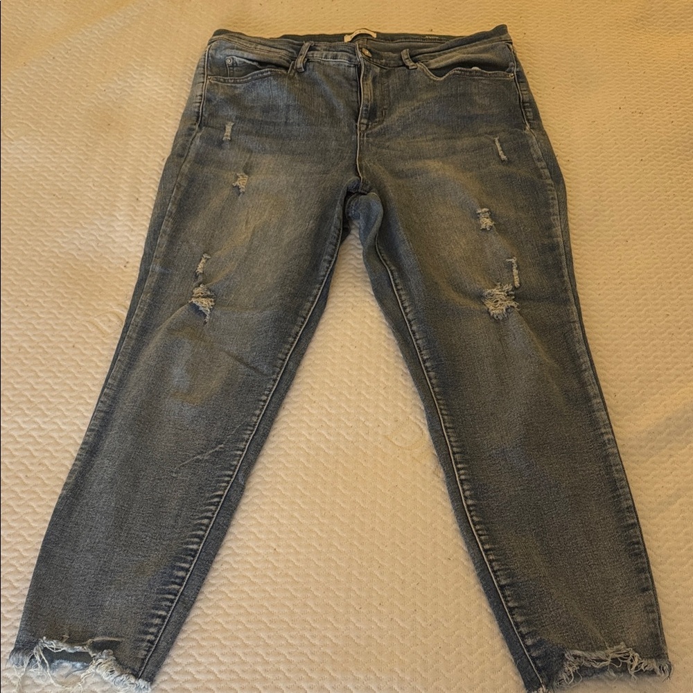 Nicole Miller  SoHo High Rise Ankle Women's Light Blue distresded Skinny Jeans